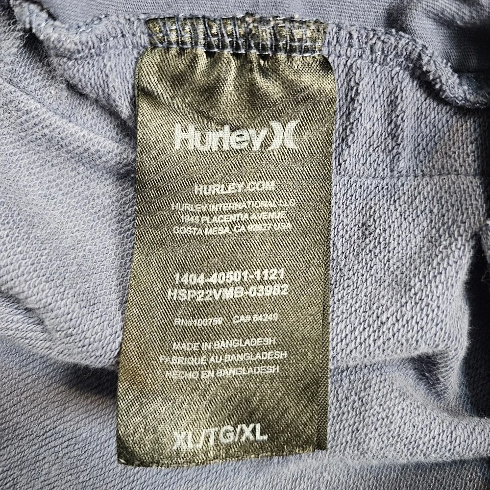Hurley Surf Club Mens XL Blue Gray French Terry Sweat Shorts Striped Embroidered